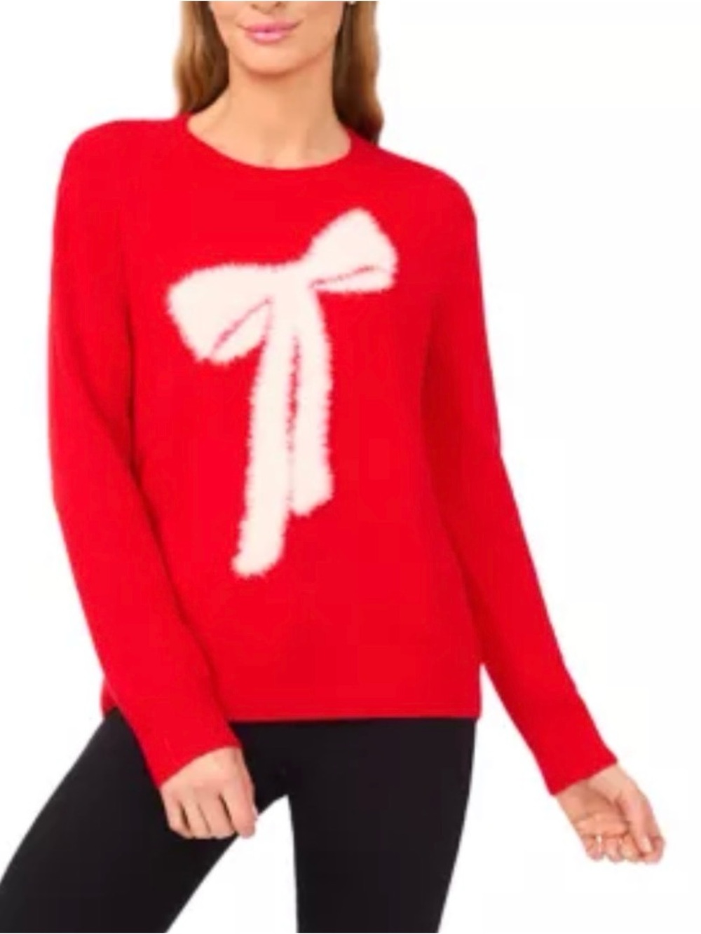 CeCe Red Sweater with White Bow Medium NWT - Picture 2 of 7